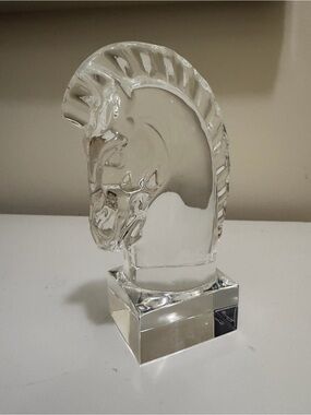 Steuben Glass Crystal Horse Head Knight Paperweight Signed